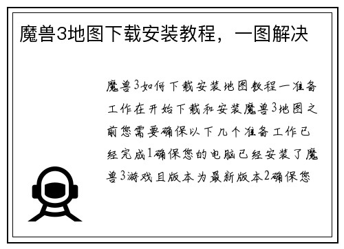 魔兽3地图下载安装教程，一图解决
